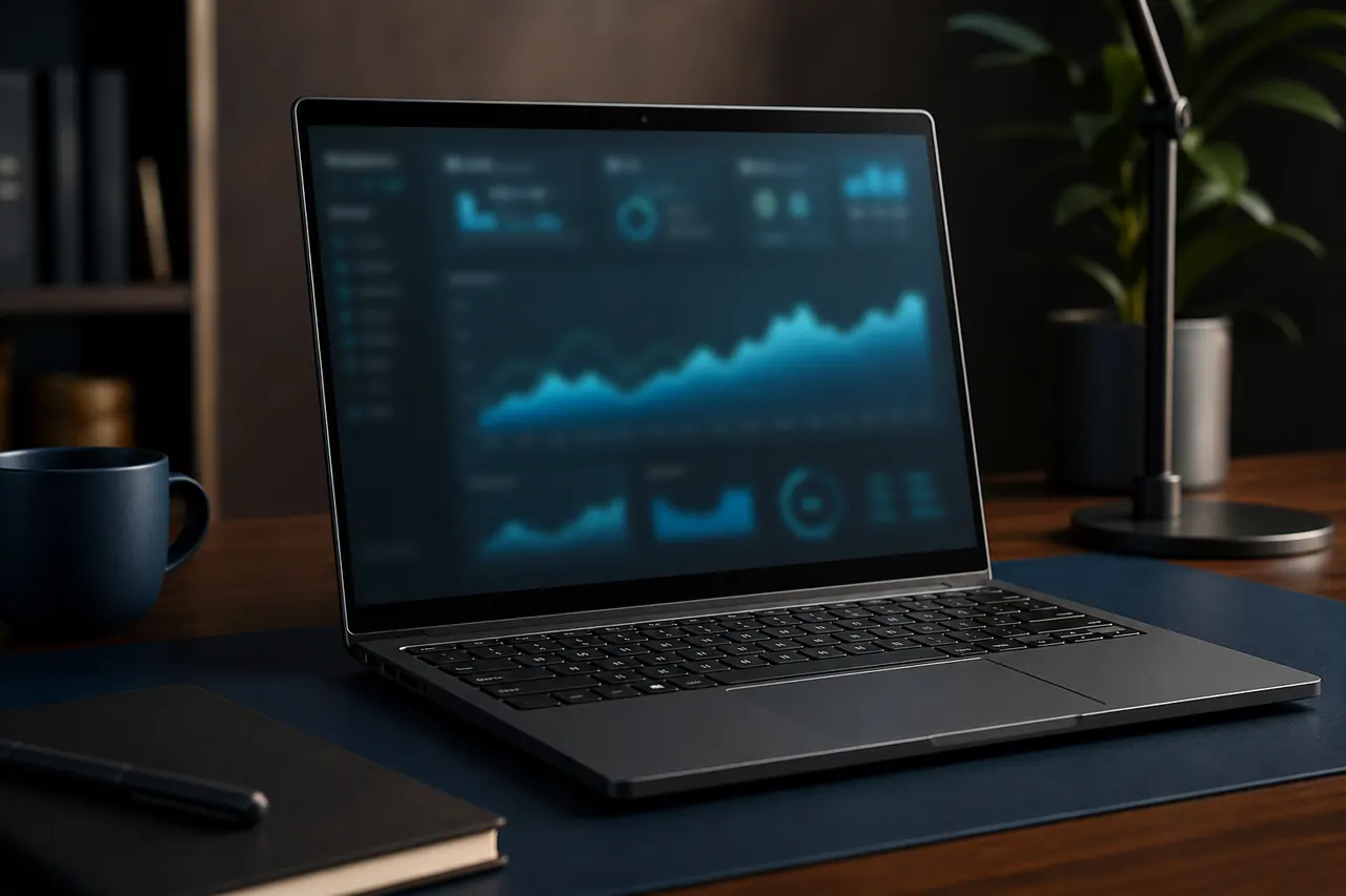 Business laptop prepared for work and study